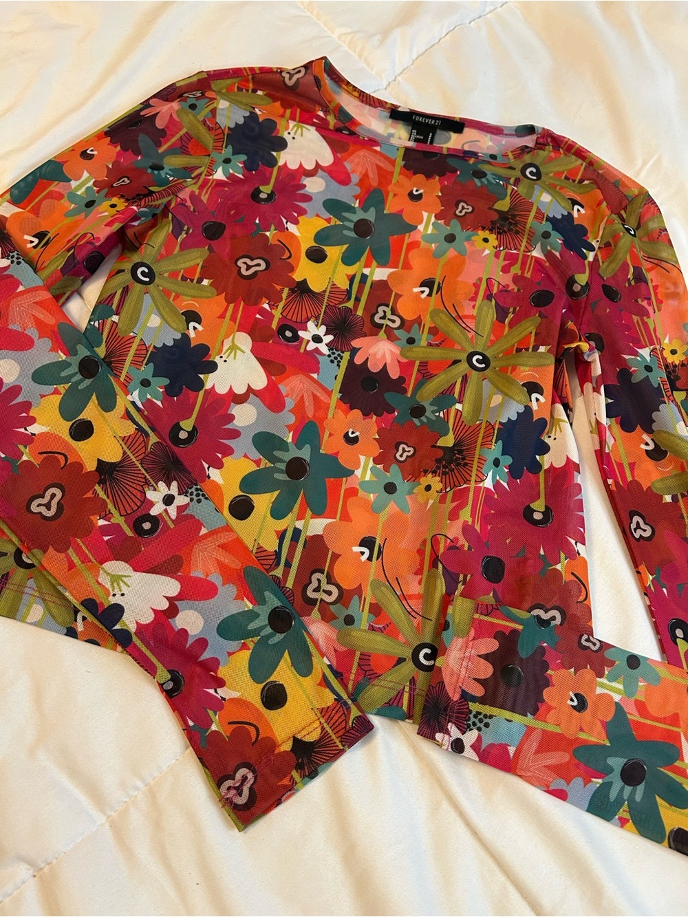 Forever 21 Multicolor Floral Long-Sleeve Tee